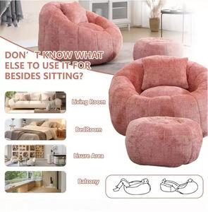 アガンスクエア360度回転レジャーチェア大型ピンクビーンバッグソファセットモジュール式ファブリックフットレスト300ポンド耐荷重大人用 - Product Image 3