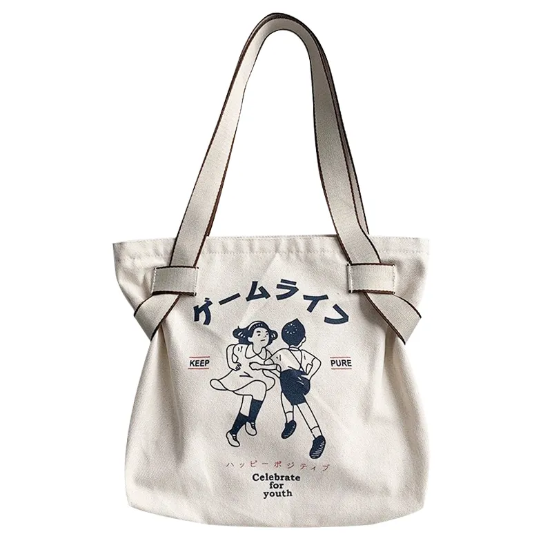 Toptan özel pamuk kanvas Tote çanta özel Logo baskılı yeniden kullanılabilir çevre dostu tuval alışveriş taşıma çantası