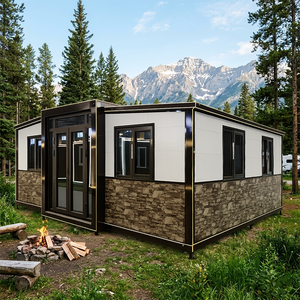 Casa Contenedor Expandible de 3 Secciones, Villa Modular de Lujo con Paredes de Piedra, Marco Negro, Panel Blanco, Instalación Rápida, Cabaña <span class=keywords><strong>en</strong></span> la Playa - Product Image 3