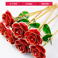 2026 Heißes Muttertagsgeschenk: 24k Goldgetauchte Rose, konservierte 24k Karat-Rose mit Ständer