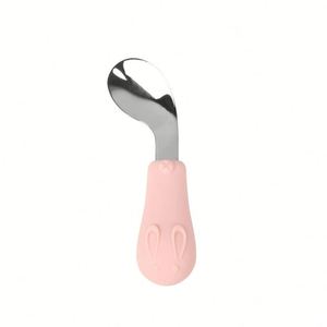 Cuchara de entrenamiento de mango corto para que el bebé aprenda a comer, silicona para alimentos complementarios, vajilla infantil de acero inoxidable - Product Image 4