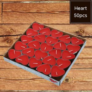 バレンタインウェディングティーライトキャンドル,ハート型ラウンドシェイプカラフルなティーライトキャンドルウィンドウボックス付きギフトショーボックス - Product Image 5