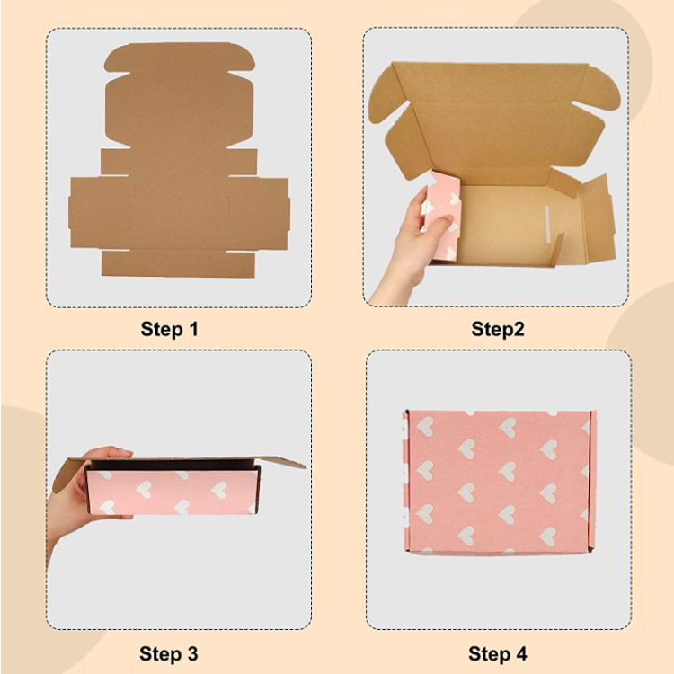 High quality Pink Shipping Boxes Recyclable Kraft Corrugated Cardboard Boxes
