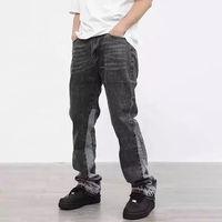 ZY Vintage coton lavé Patchwork hommes Jean logo personnalisé broderie impression évasée Denim pantalon hommes rue blanc Jean pantalon pour hommes