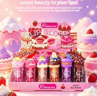 Rimmocoo Gloss à lèvres Macaron Fleur Mignonne, Rouge à lèvres liquide longue tenue hydratant brillant et scintillant pour le maquillage quotidien et les soirées