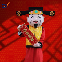 QUTENG Nouvelle Arrivée Costume intégral taille adulte pour déguisement de festival culturel, modèle Poupée de dessin animé, Thème Dieu de la Richesse, Dieu de la Fortune, Caishen