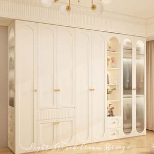 Armoire-penderie en bois moderne sur mesure avec portes en verre |   Système de placard de chambre à coucher au design minimaliste pour projet de mobilier de maison - Product Image 5