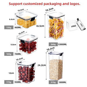 Oferta Especial: Contenedores de Almacenamiento de Alimentos de Plástico PET Verticales, Sellados y Transparentes, en 5 Tamaños, Ideales para Especias y Accesorios de <span class=keywords><strong>Cocina</strong></span> - Product Image 2