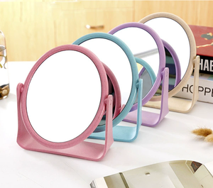 Miroir de Maquillage Cosmétique de Bureau Double Face Pliable Personnalisé, Finition Argentée, Design Moderne, Style Salon, Vente en Gros - Product Image 2