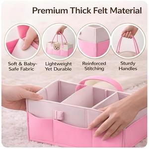 Organisateur de couches pour bébé en feutre personnalisé, panier de rangement portable pour couches et lingettes - Product Image 2