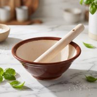 Bol à moudre traditionnel en céramique et en bois, lavable, avec bâtonnet en bois, pour l'ail et les épices, élégant, pour la cuisine