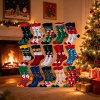Chaussettes personnalisées pour cadeaux de Noël, design de logo de Noël personnalisé, chaussettes de marque pour startups, support de marque privée, chaussettes en coton pour hommes, calcetines
