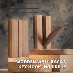 Modern Solid Wood Storage Rack <b>Wall</b> Mounted Clothes Hanger with Flexible Design for Bathroom Entrance Door Hole-Free <b>Key</b> <b>Hooks</b> - Product Image 2