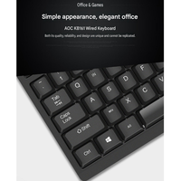 Nouveau clavier filaire AOC KB161, 104 touches, USB 3.0, Plug and Play, ergonomique, en plastique, disposition anglaise, pour ordinateur de bureau, ordinateur portable, bureau