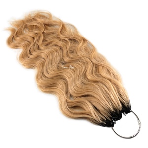Extensiones de Cabello Ondulado de Crochet, Cabello Humano 100% Natural con Cutícula Completa, Rubio Miel 27, Tira de Crochet de 100g, Extensiones de Cabello con Ondas Naturales - Product Image 1