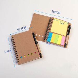 <b>Mini</b> <b>Notebook</b> Custom Cheap Spiral Notepad Self-adhesive Kraft Cover Notepad With Pen Sticky Notes for Promotion - Product Image 3