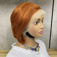 Perruque courte bob 13x4 en cheveux humains, avec dentelle frontale, coiffable et colorable