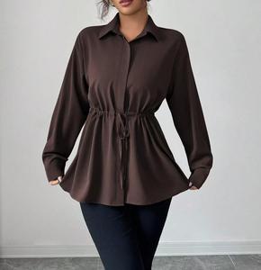 Chemise ajustée à manches longues pour femme, couleur unie, nouveau style, décontractée, élégante, pour le bureau, tendance - Product Image 2