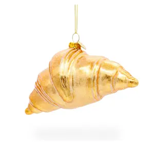 Noxinda Nieuwe Producten Schilferige Boter Gouden Croissants Geblazen Glas Kerstaanbod Hangers Bakken Decoratieve Feestartikelen