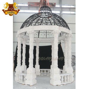 Gazebo rond en marbre élégant de décoration de jardin extérieur de luxe avec toit en fer pavillon bois pierre cadre pergola arc tonnelle vente - Product Image 2