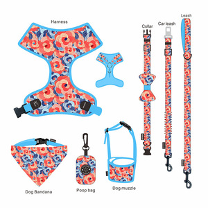 <b>Pet</b> <b>harness</b>, collar, and leash set, 7-piece set including dog leash, chain, muzzle, and <b>harness</b>; customizable. - Product Image 2