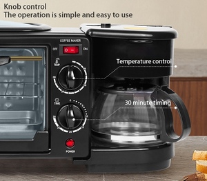 3-in-1 Multifunction Plastic <b>Breakfast</b> Station Oven Coffee <b>Maker</b> Hot Microwave Toaster Frying Pan Home Multi-function Oven - Product Image 4