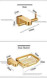 Ensemble de salle de bain élégant en acier inoxydable doré, 7 pièces, barre porte-serviettes dorée champagne, montage mural, prévention de la corrosion, accessoires de salle de bain - Product Image 6