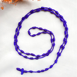 Handmade <strong>Red</strong> <strong>String</strong> Knot Cross Pendant Necklace Black <strong>String</strong> Rosary Necklace Cord Prayer Necklace - Product Image 2