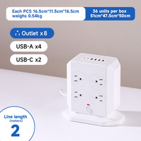 Multiprise tour 110V standard US, 8 prises, 4 USB-A, 2 USB-C PD à charge rapide, rallonge, station de charge pour la maison et le bureau