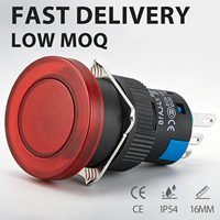Bouton-poussoir momentané rouge champignon 16 mm, interrupteur à verrouillage 5A 220V/250V pour grue télécommandée électronique argentée