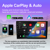 Autoradio 2DIN intégré Android 14 IPS 9/10 pouces, 8 cœurs, 6+128 Go, CarPlay sans fil, Qualcomm 6115, écran partagé, tableau de bord 360, DSP