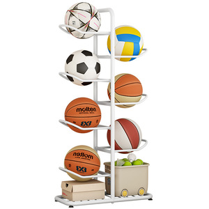 Étagère de rangement multi-niveaux pour balles, 4 couches, grande capacité, type sur pied, pour le basketball, le volley-ball, le football, le tennis de table, organisateur de raquettes - Product Image 5