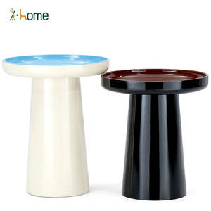 Tavolino da Caffè in Legno Laccato Riflettente, Arredamento Minimalista per Soggiorno, Tavolino Rotondo Nordico per Casa - Product Image 3