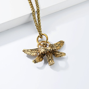 Collana Tempusort da uomo con ciondolo a forma di angelo a sei ali placcato oro 18 carati in acciaio inossidabile, gioiello alla moda per feste - Product Image 4