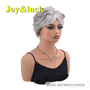 Fabricante al por mayor tendencia de la moda de las mujeres Peluca de la parte superior completa de fibra sintética de las mujeres de <span class=keywords><strong>pelo</strong></span> <span class=keywords><strong>corto</strong></span> de <span class=keywords><strong>plata</strong></span> <span class=keywords><strong>gris</strong></span> <span class=keywords><strong>pelo</strong></span> <span class=keywords><strong>corto</strong></span> - Product Image 4