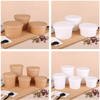Pot à glace double paroi en papier PE/PLA avec couvercle, anti-fuite, pour crème glacée, soupe, nouilles, biscuits - Fabrication usine