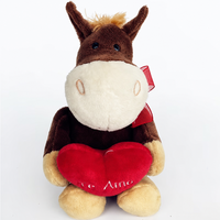 Peluche âne brun avec cœur rouge Te Amo, cadeau personnalisé de la Saint-Valentin pour enfants