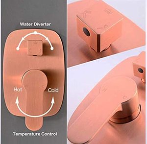 Sistema de ducha de lluvia de oro rosa cepillado Juego de ducha con rociador corporal - Product Image 5