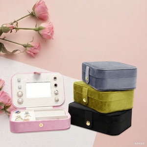 Wholesale Luxury Velvet Jewelry Box Rectangle Jewelry Organizer <b>Storage</b> <b>Rings</b> for Earrings Necklace Lipstick Premium Jewellery - Product Image 2