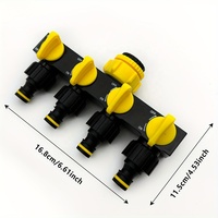 KEDI Distributeur de tuyau d'arrosage jaune 4 voies, adaptateur de robinet d'eau 1/2 "- 3/4 "- 1, durable, écologique, pour usage en jardin