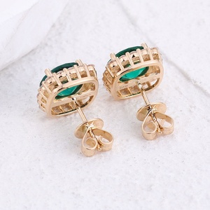 Customized 75% Yellow Gold Emerald Lab Grown Gemstones Earrings <b>Jewelry</b> <b>Handmade</b> Luxury Earrings Ladies for Party Engagement - Product Image 3