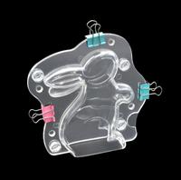 Moule à chocolat en plastique de qualité alimentaire en forme de lapin avec 3 clips, moule à bonbons transparent 3D antiadhésif pour la décoration de gâteaux, outils de pâtisserie DIY