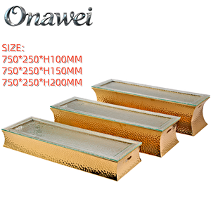 Support à gâteau de mariage <span class=keywords><strong>en</strong></span> verre martelé <span class=keywords><strong>en</strong></span> acier inoxydable doré Onawei, pour buffet arabe de Dubaï, équipement de décoration de table et présentation alimentaire - Product Image 5