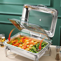 Plat de service chauffant de luxe en acier inoxydable à température contrôlée par induction, ensemble buffet 9L