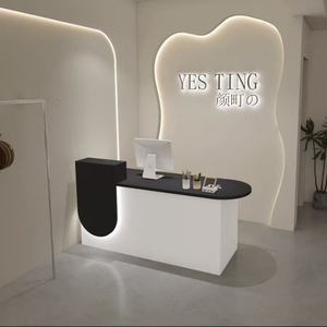 Mostrador de Recepción Moderno y Minimalista Zxm, Pequeño, de Madera Pintada y Metal, para Salón de Belleza, Bar, Color Personalizado - Product Image 6