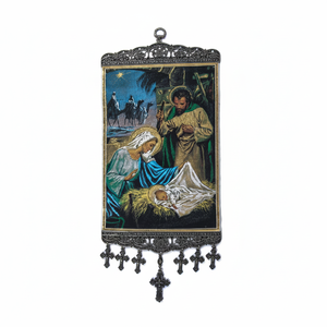 Decoración de Pared de 20 cm con Tela Turca Tejida con Icono Cristiano Ortodoxo y Católico de la Virgen María y el Niño Jesús de Turquía - Product Image 2