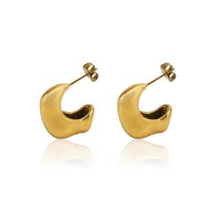 Boucles d'oreilles tendance en acier inoxydable de haute qualité, plaqué or 18 carats PVD, pour femmes - Product Image 1