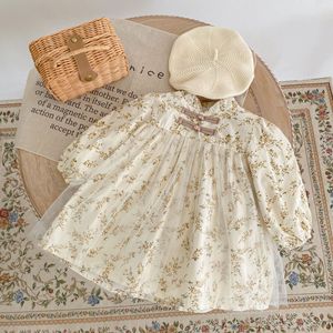 Engepapa automne Toddles filles fleur imprimé jupe à manches longues enfants robe en coton bébé fille vêtements - Product Image 6