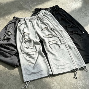 Pantalon de survêtement homme surdimensionné en molleton bouclette délavé à l'acide, coupe large et évasée, rayé, personnalisé par le fabricant - Product Image 3