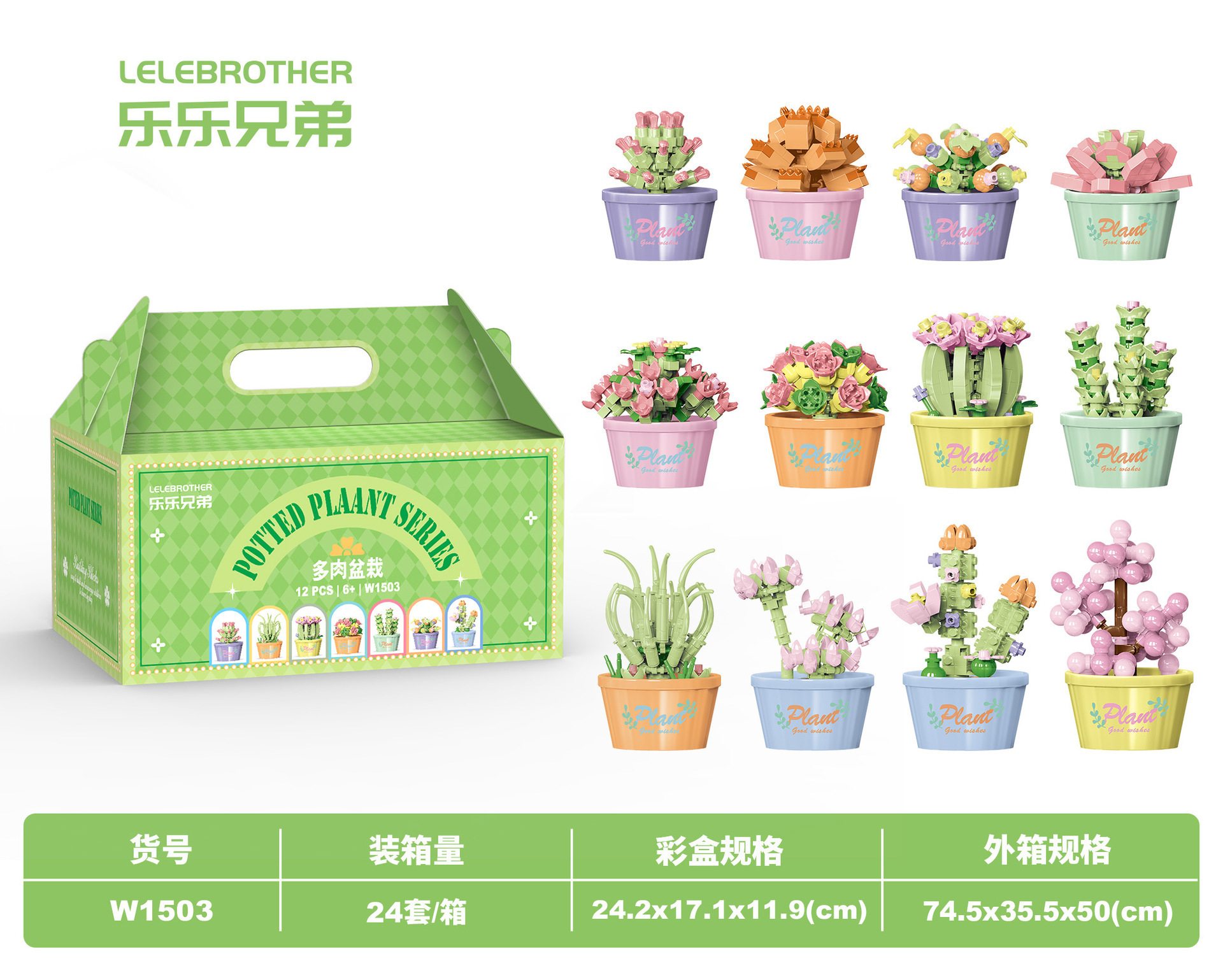 W1503-fleshy potted plant 12 [gift box edition]]